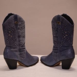 Dingo, Blue leather & suede western boots w/studs
